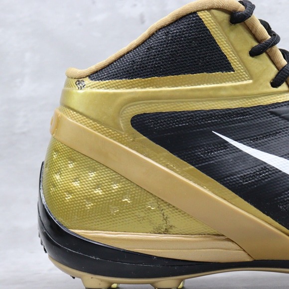 Nike Football Cleats Alpha Talon Elite TD Sz 14 Black/Gold Saints Player Issued - Picture 2 of 16
